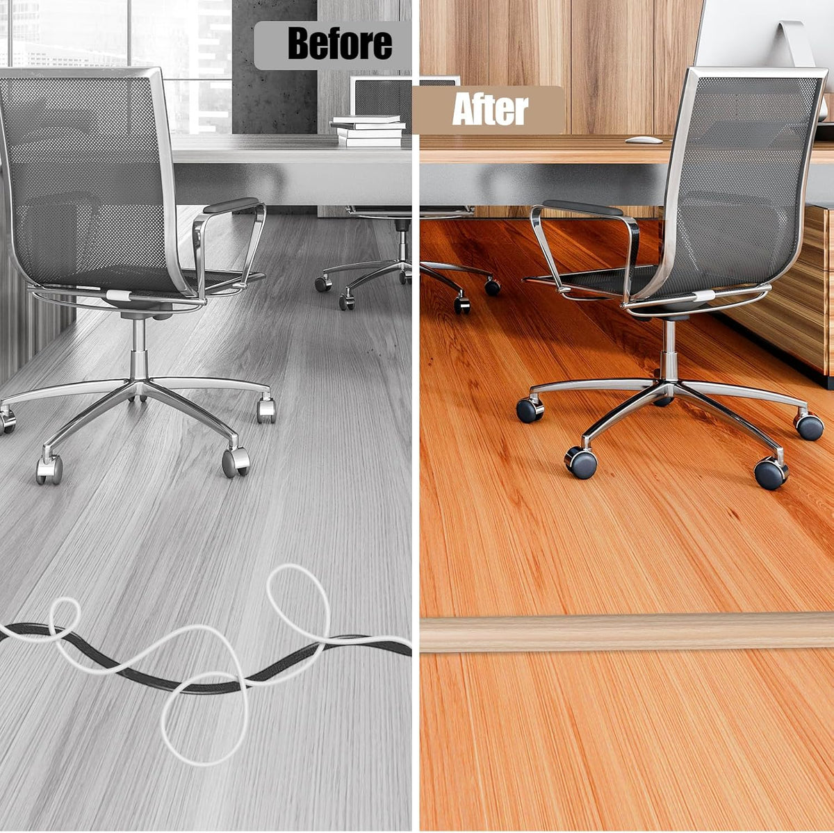 Floor Cord Cover Self Adhesive Cord Hider,10FT Cable Management, Extension Strip Protector for Wires, Prevent Cable Trips for Offices, Gyms, Exhibitions Cavity:0.51"(W) x 0.3"(H) WoodLightyellow