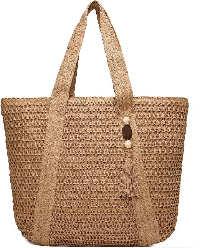 Straw Beach Bags for Women Woven Beach Tote Bag Casual Boho Large Shoulder