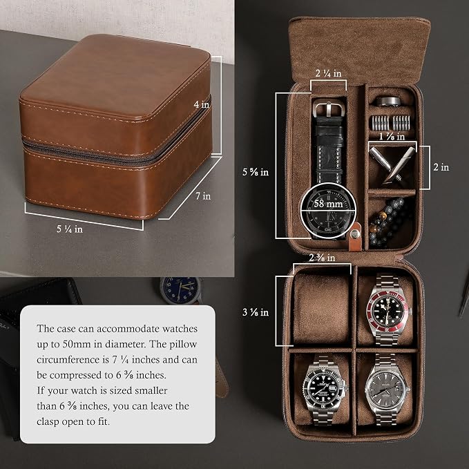 ROTHWELL 5 Watch Travel Case Storage Organizer
