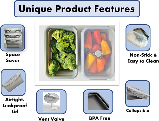 Cocina Vida Collapsible Silicone Food Storage Containers