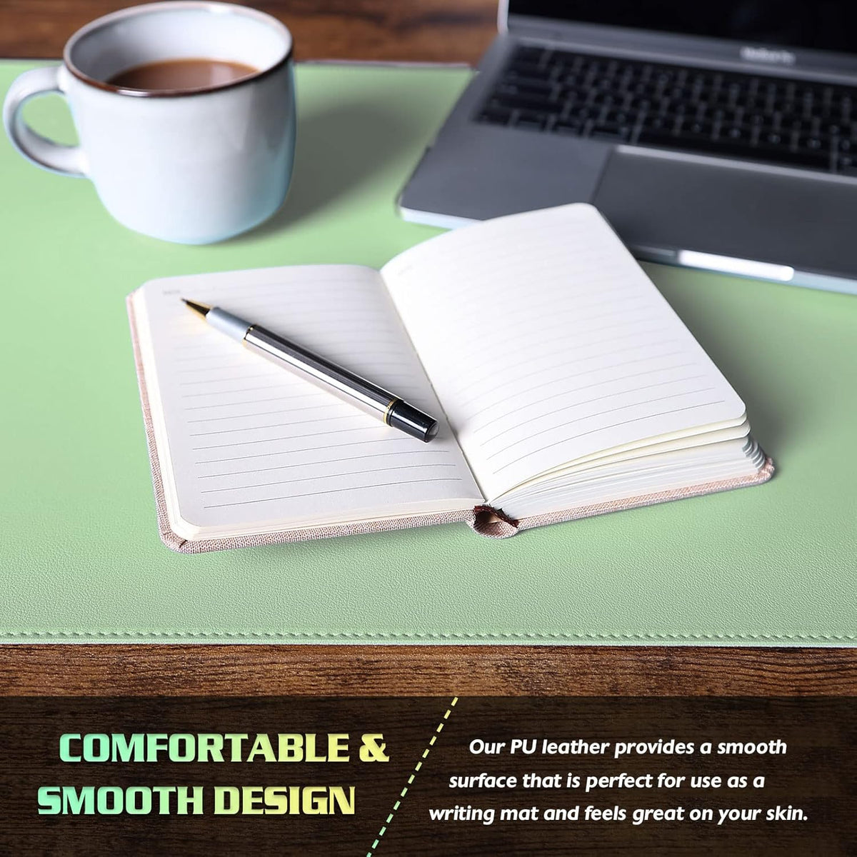 K KNODEL Desk Mat, Blotter, Dual-Sided Office Desk Pad, Waterproof Desk Mat for Desktop, Desk Blotters, PVC Leather Pad Protector (Sharp Green, 31.5" x 15.7")