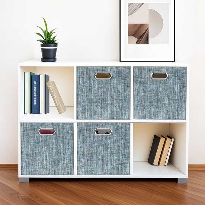 Posprica Storage Basket Bins, 11×11×11 Foldable Storage Cube Boxes Fabric Drawer