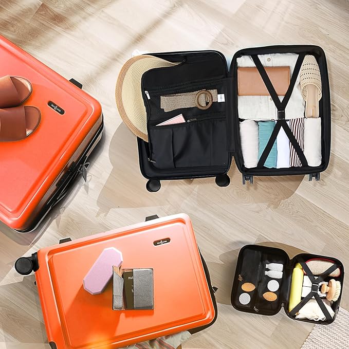 Hard Shell Luggage Sets with Spinner Wheels 4 Piece, Expandable Large Suitcases
