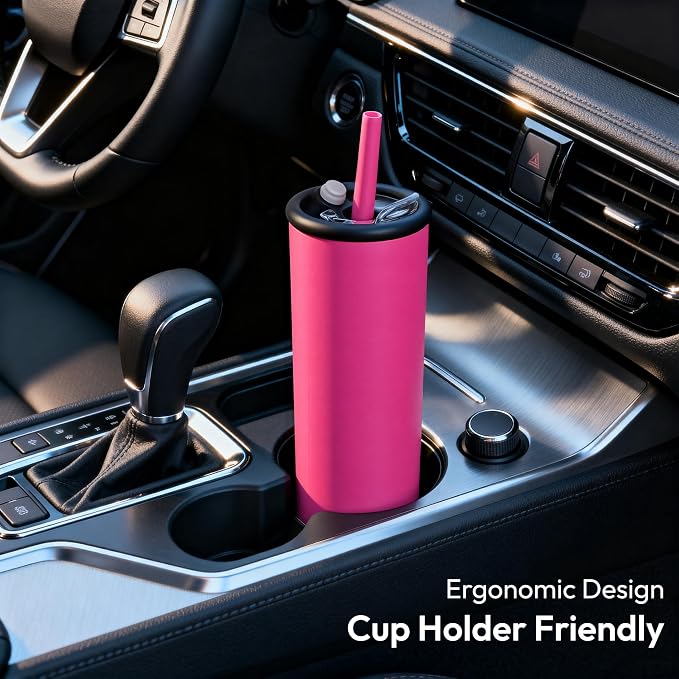 Candy Tumbler, 25 oz Insulated Stainless Steel Water Bottle, 2-in-1 Lid with Flexible Straw, BPA-Free, Cup Holder Friendly, Dishwasher Safe, Ocean Blue