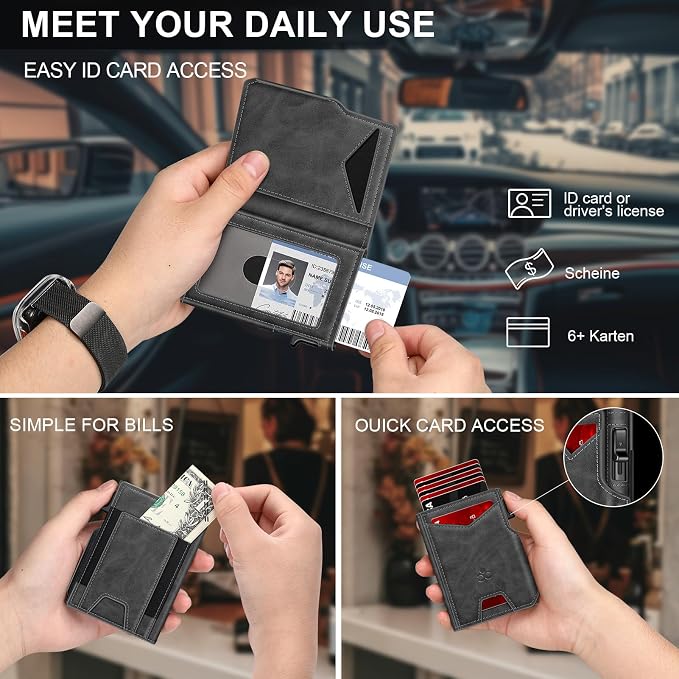 Wallet for Men Wallet with Slim Pop Up Card Holder 9-13 Cards, Bifold