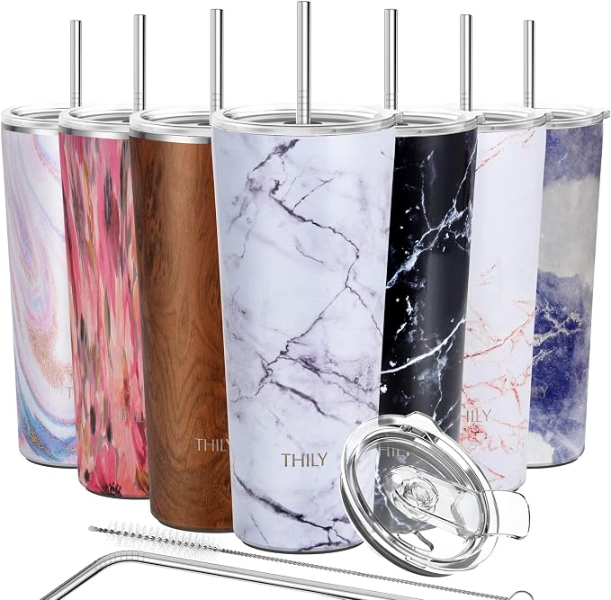 THILY Stainless Steel Vacuum Insulated Tumbler Travel Mug 26 oz Coffee Cup