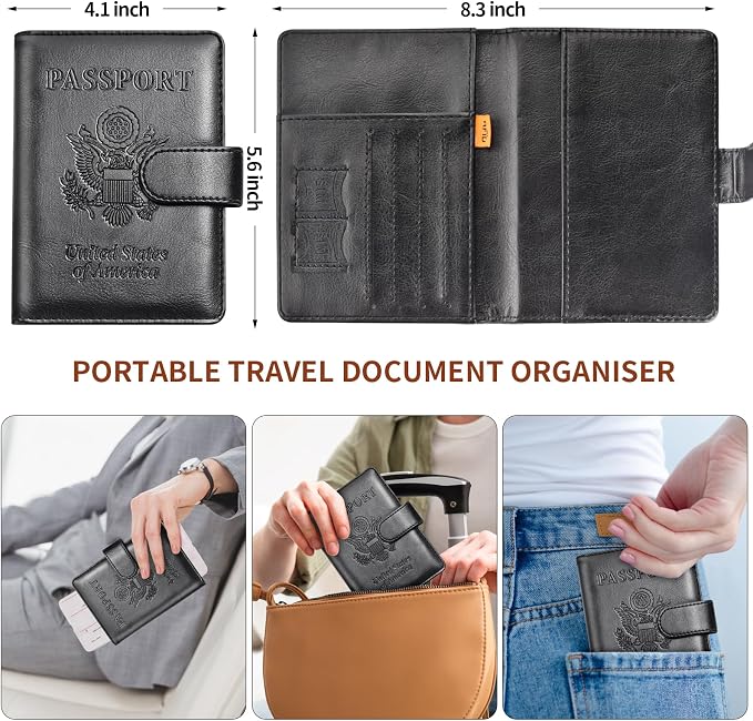 Herain Passport Holder for Travel Cruise Essentials, RFID Passports Book Card