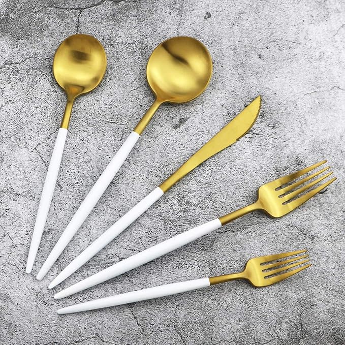 Gugrida 20-Piece 18/10 Stainless Steel Flatware Silverware, Luxury Dinnerware
