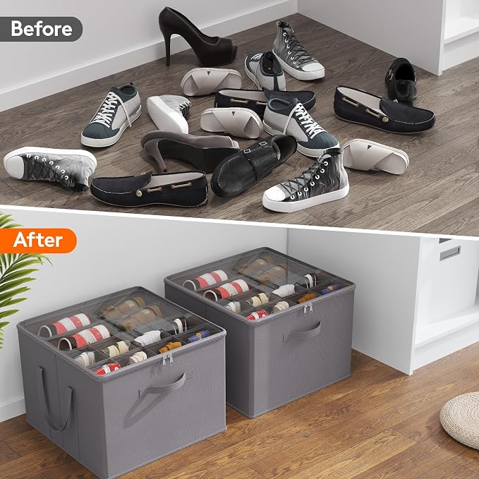 Lifewit Shoe Storage Organizer for Closet, Fits 12-16 Pairs, Large Shoe Box