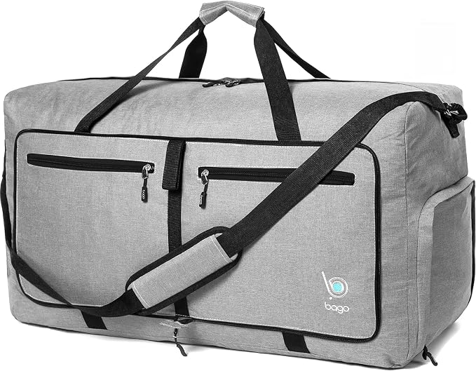 Bago Foldable Duffel Bags for Traveling Women & Men - 60L Medium Packable