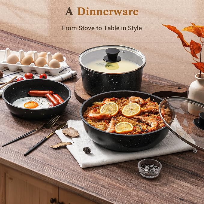 15Pcs Pots and Pans Set Non Stick, Cookware Sets