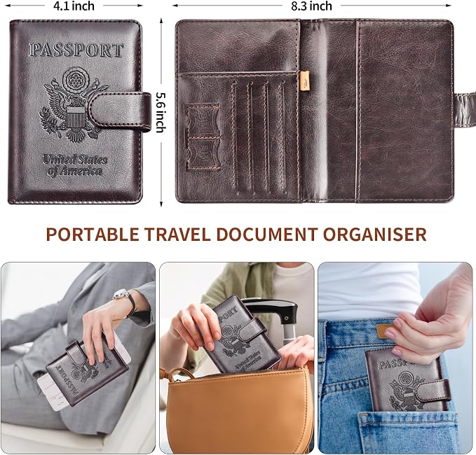 Herain Passport Holder for Travel Cruise Essentials, RFID Passports Book Card