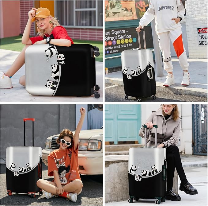 ANNA QUEEN Panda Family Luggage Cover, Cute Panda Design Suitcase Protector