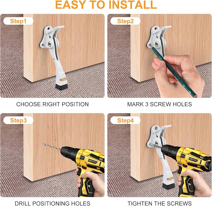 Kick Down Door Stoppers for Bottom of Door, Heavy Duty Kickdown Door Stop