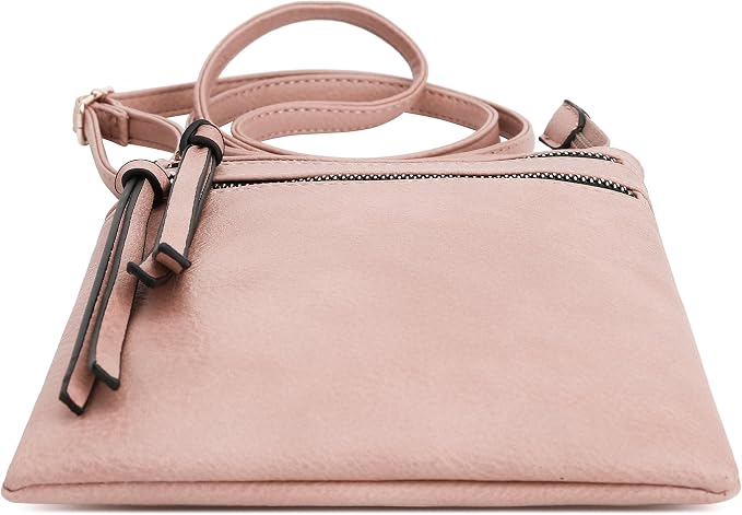 DELUXITY | Crossbody Purse Bag | Functional Multi Pocket Double Zipper Purse |