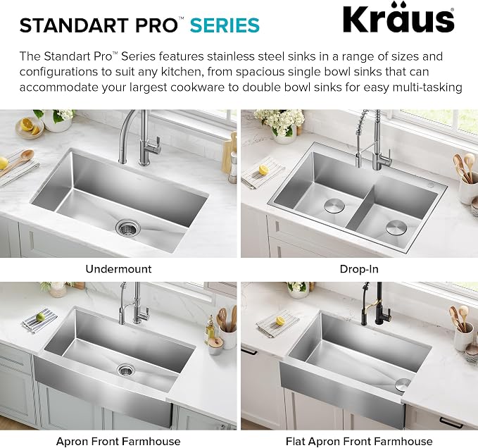 Kraus KHU111-25 Standart PRO 16 Gauge Undermount Single Bowl Stainless Steel