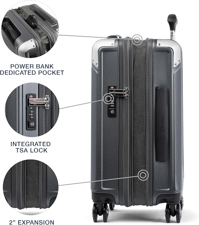Travelpro Platinum Elite Hardside Expandable Carry on Luggage, 8 Wheel Spinner