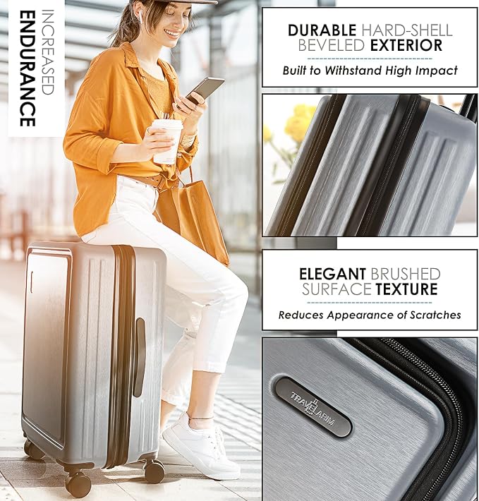 Hard Shell Luggage Sets with Spinner Wheels 4 Piece, Expandable Large Suitcases