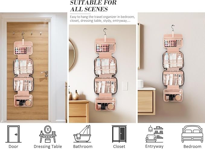Gifts for Women, Initial Toiletry Makeup Bag Hanging Cosmetic Organizer