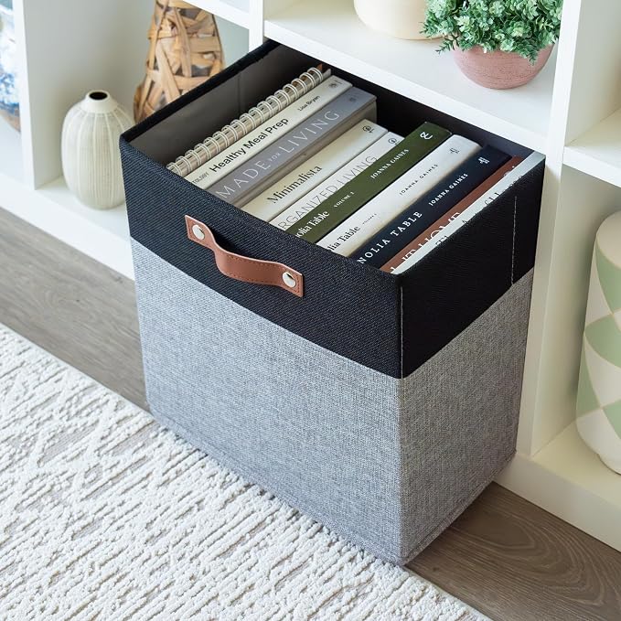 OrganiHaus 13x13 Cube Fabric Storage Bins Set of 4, Fabric Storage Cubes w/