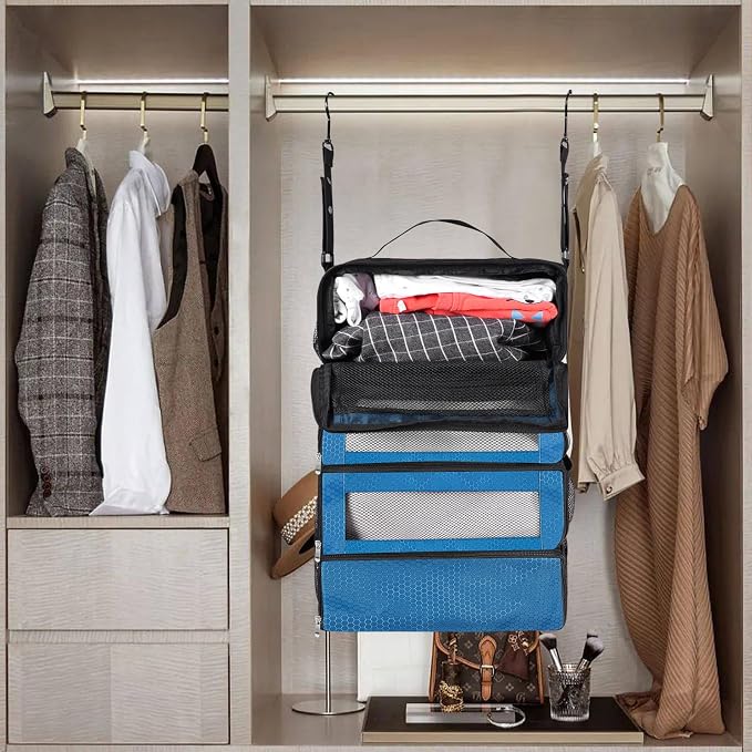 Suitcase Organizer, Travel Luggage Organizer Portable Hanging Travel Shelves