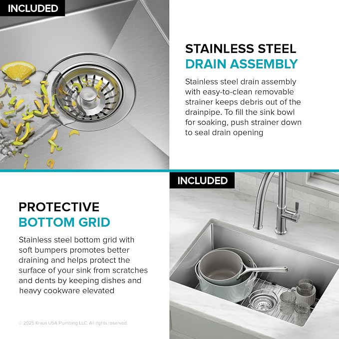 KRAUS Standart PRO 28-inch 16 Gauge Undermount Single Bowl Stainless Steel