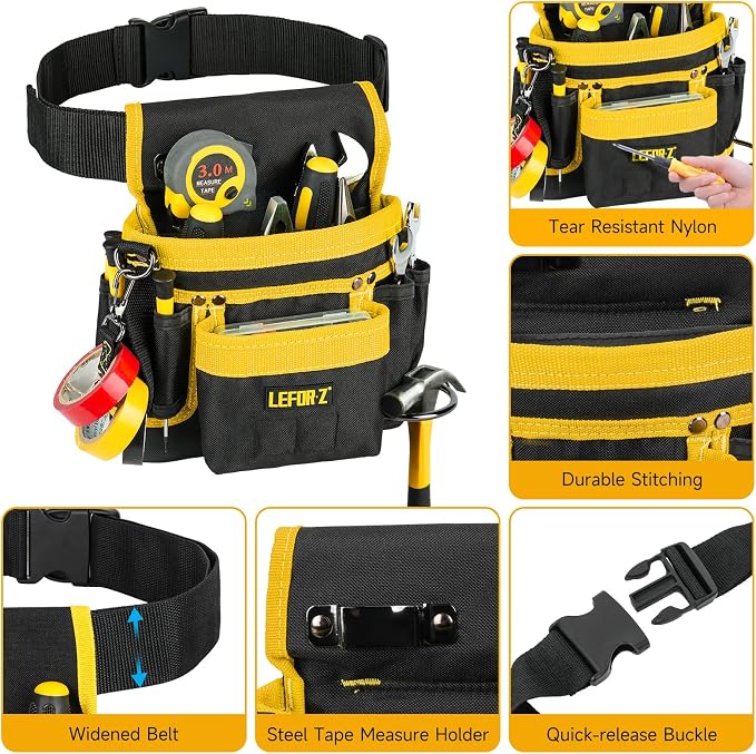 Tool Belt, Magnetic Tool Pouch, 14-Pockets Tool Belts