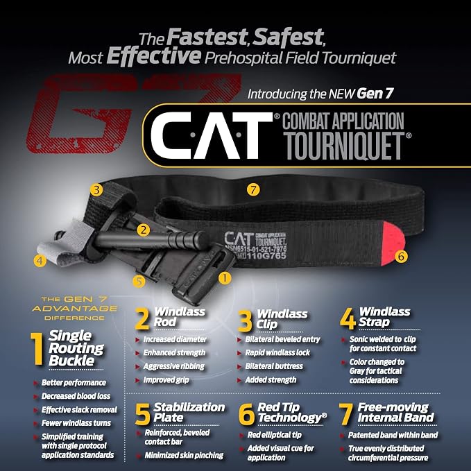 EVERLIT Emergency Trauma Kit, CAT GEN-7 Tourniquet 36" Splint, Military Combat