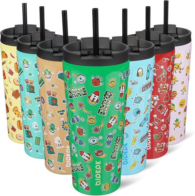 BJPKPK 22oz Stainless Steel Insulated Tumbler With lid And Straw Travel Coffee Thermal Tumblers Cup For Women And Men,Game