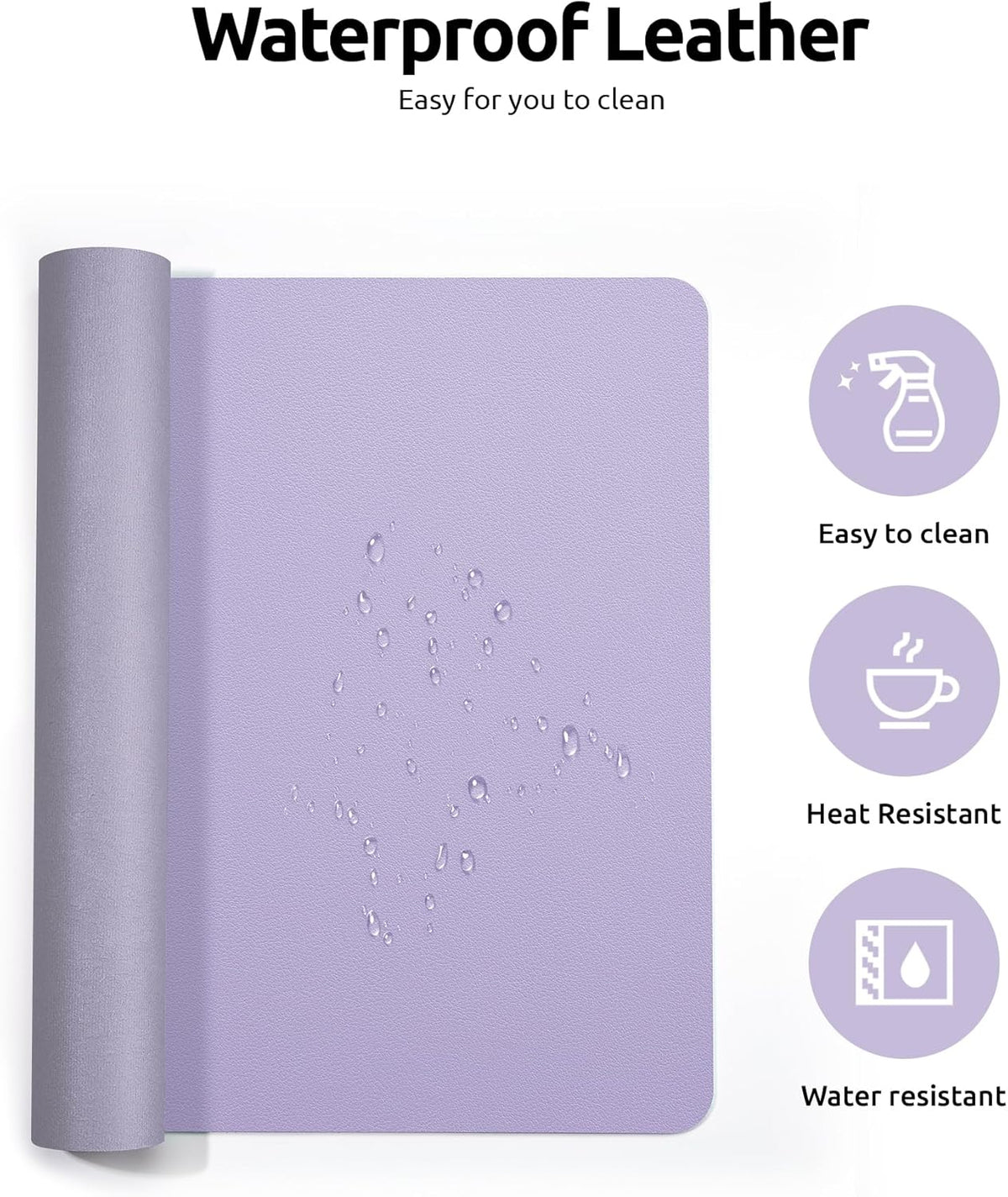 YSAGi Leather Desk Protector, Office Mat, Large Mouse Mat, Non-Slip PU Leather Blotter, Laptop Pad, Waterproof Writing Pad for Office and Home (Light Purple, 23.6" x 13.8")