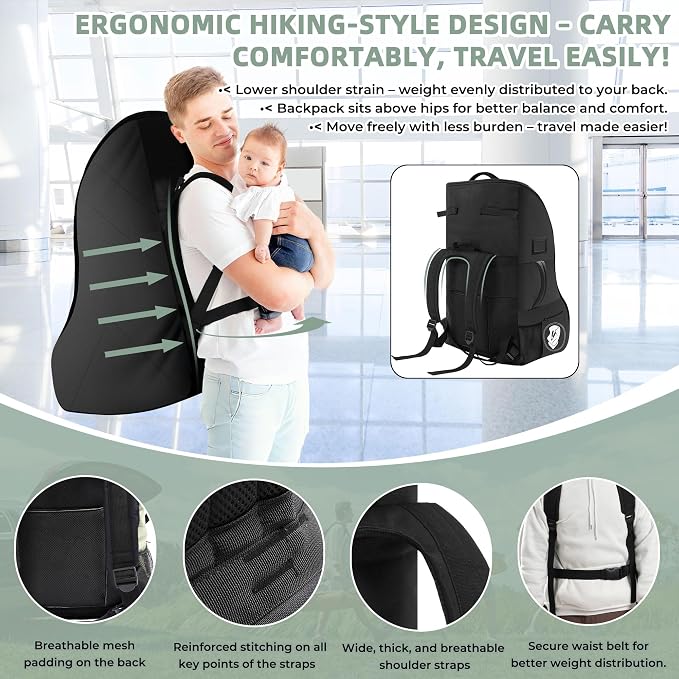 Padded Car Seat Travel Bag for Airplane – Waterproof Heavy Duty Carseat
