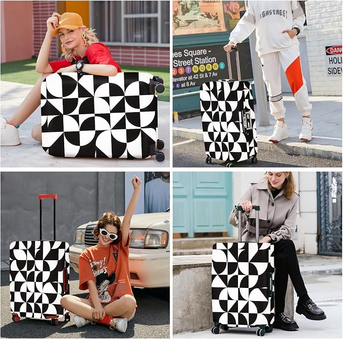 ANNA QUEEN Geometric Minimalist Luggage Cover, Suitcase Protector