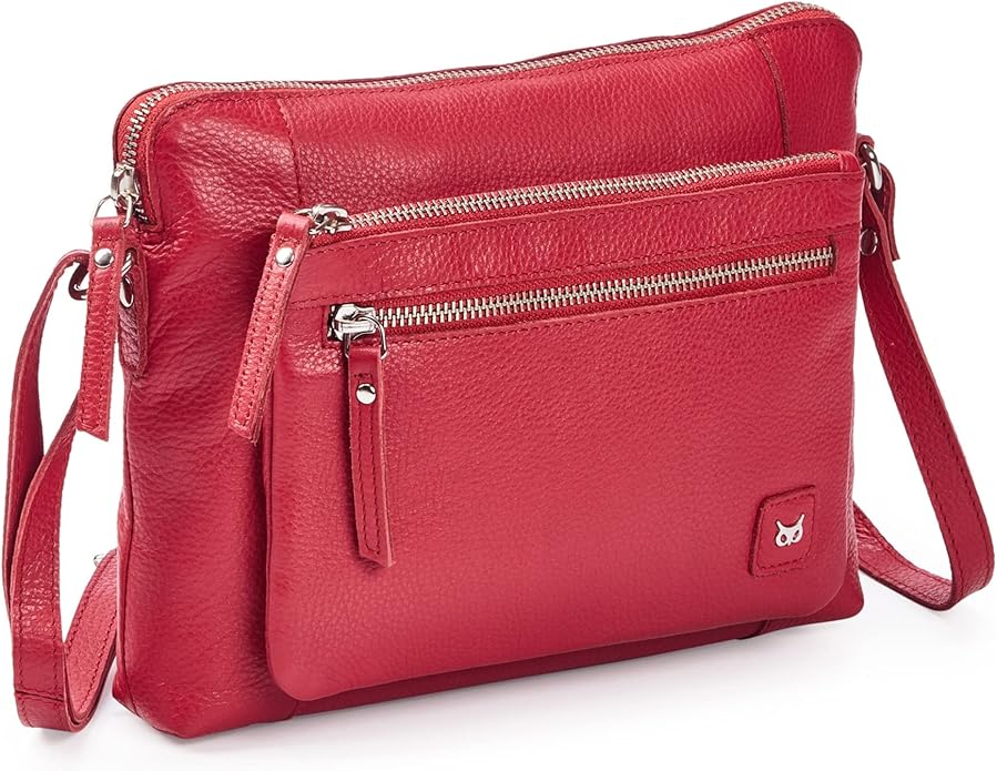 Wise Owl Accessories Small Soft Pebbled Real Leather Crossbody Handbags Purses