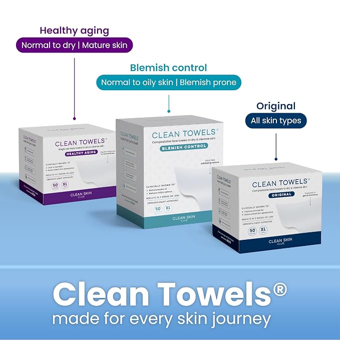 Clean Skin Club Clean Towels XL® Supreme, 100% USDA Biobased Face Towel