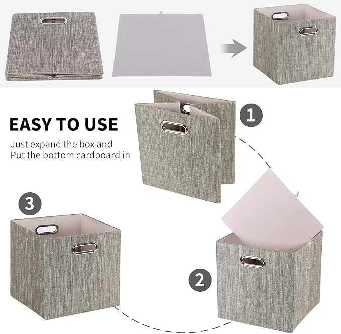 Posprica Storage Bins, 11×11 Foldable Storage Cubes Boxes Container Closet