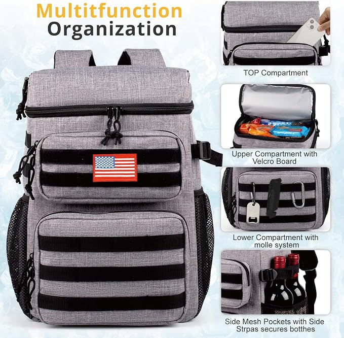 Tactical Backpack Cooler, Soft Lightweight Leakproof Cooler Backpack, Insulated