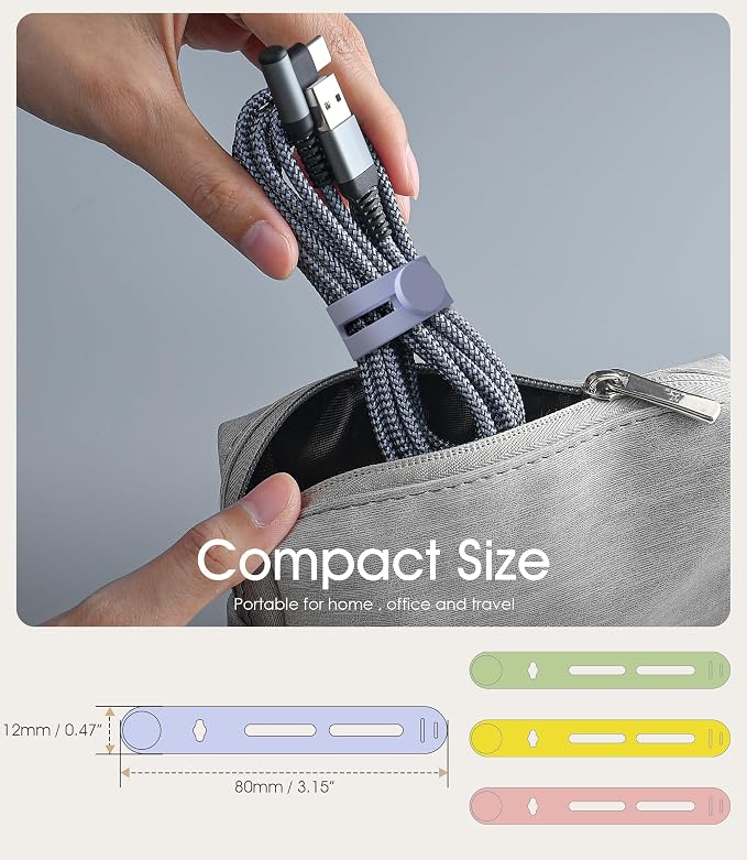 40Pcs Nearockle Reusable Cable Ties, Adjustable Silicone Cord Organizer Small