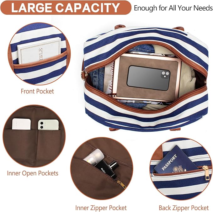 Weekender Bag for Women Canvas Overnight Bag Large Travel Tote Bag Carry on
