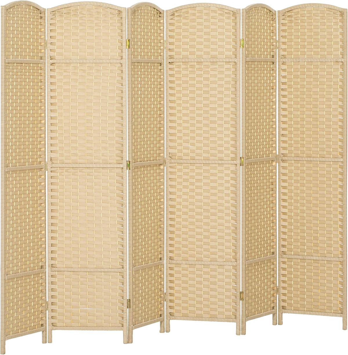 HOMCOM Room Divider, 6 Panel Folding Privacy Screen, 5.6' Tall Freestanding Wall Partition for Home Office, Bedroom, Beige