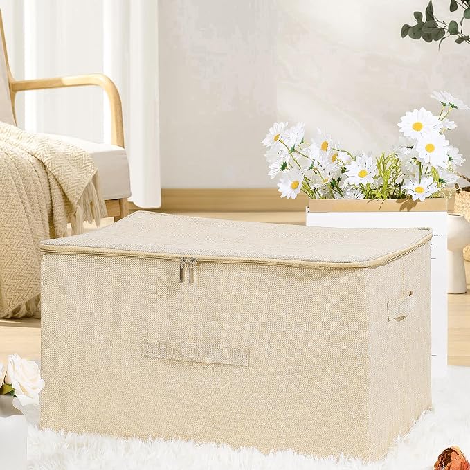 ANMINY Storage Bins with Zipper Lids 36 Qt Lidded Fabric Storage Boxes Baskets