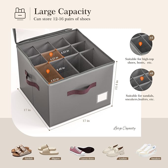 Criusia Shoe Organizer for Closet, 3 Pack Shoe Organizer