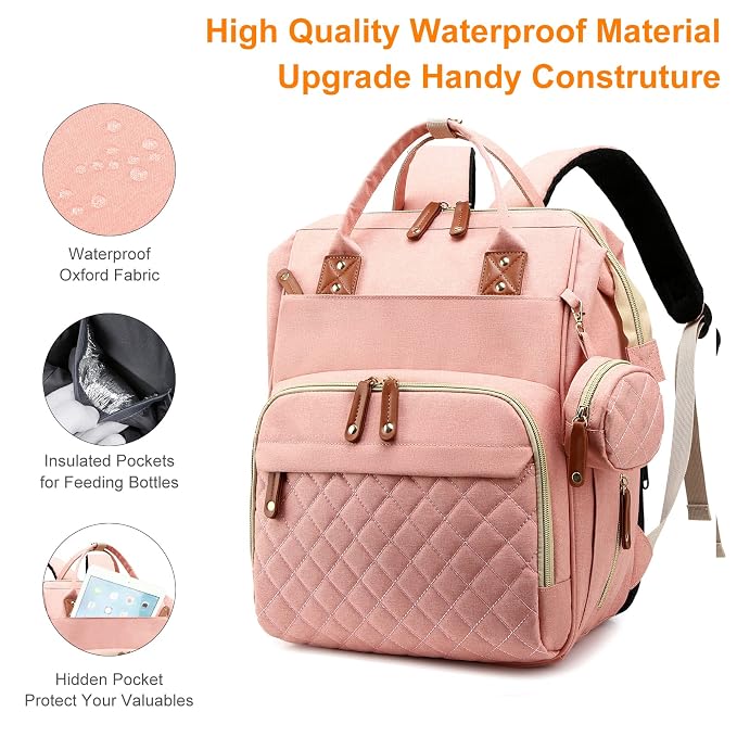 Diaper Bag, Backpack with Changing Station, Waterproof Baby Bag