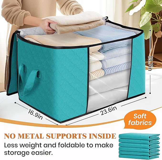 Fab totes 24 Gallons Clothes Storage, Foldable Thick Fabric Blanket Storage Bags