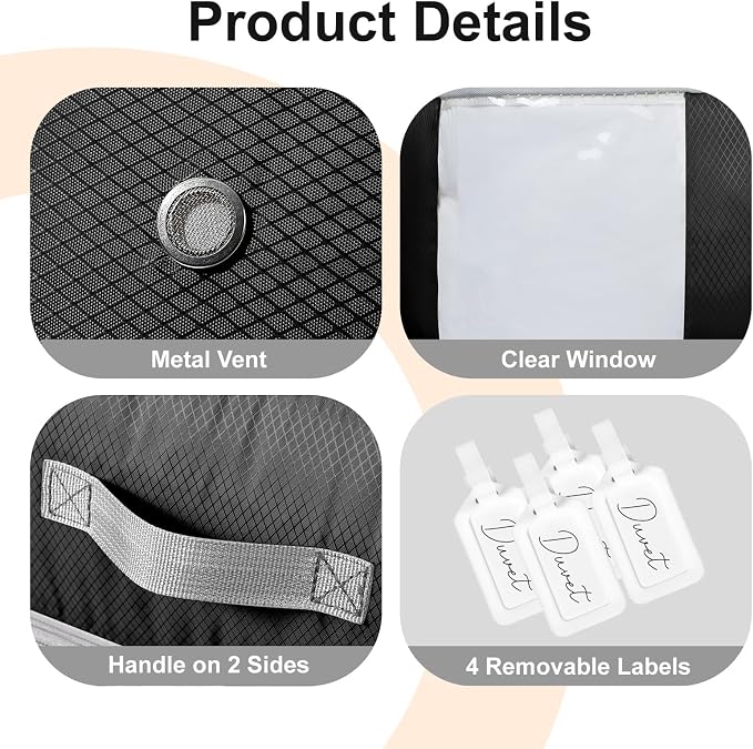 Comforter Storage Bag - 130L Large Capacity Blanket Storage Bags 4-Layer Ultra
