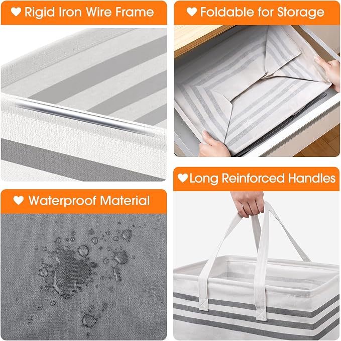 2 Pack Large Laundry Baskets, Laundry Hampers, Freestanding Waterproof