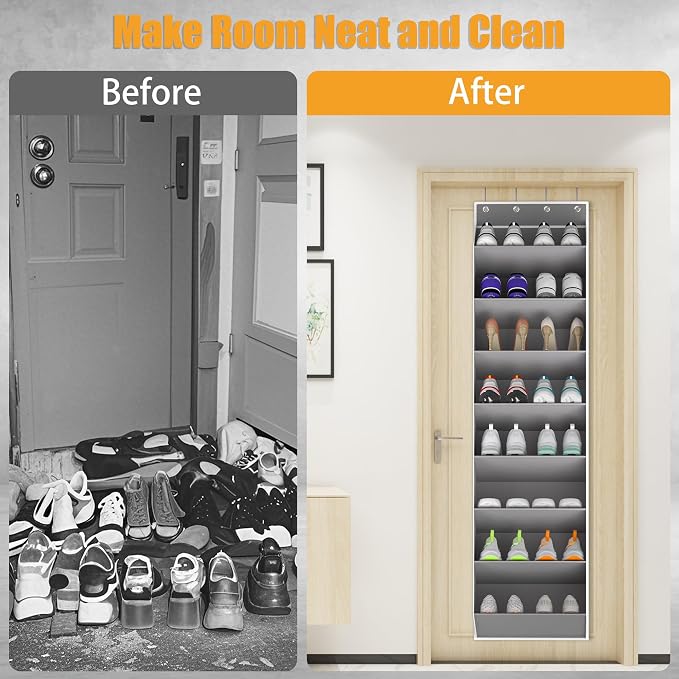 Over The Door Shoe Organizer Storage Fit 16-24 Pairs Hanging Shoe Rack Organiser