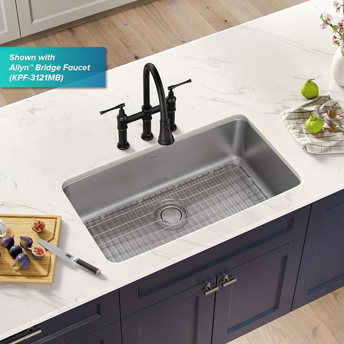 KRAUS Dex 33-inch Undermount 16 Gauge Stainless Steel Single Bowl Kitchen Sink