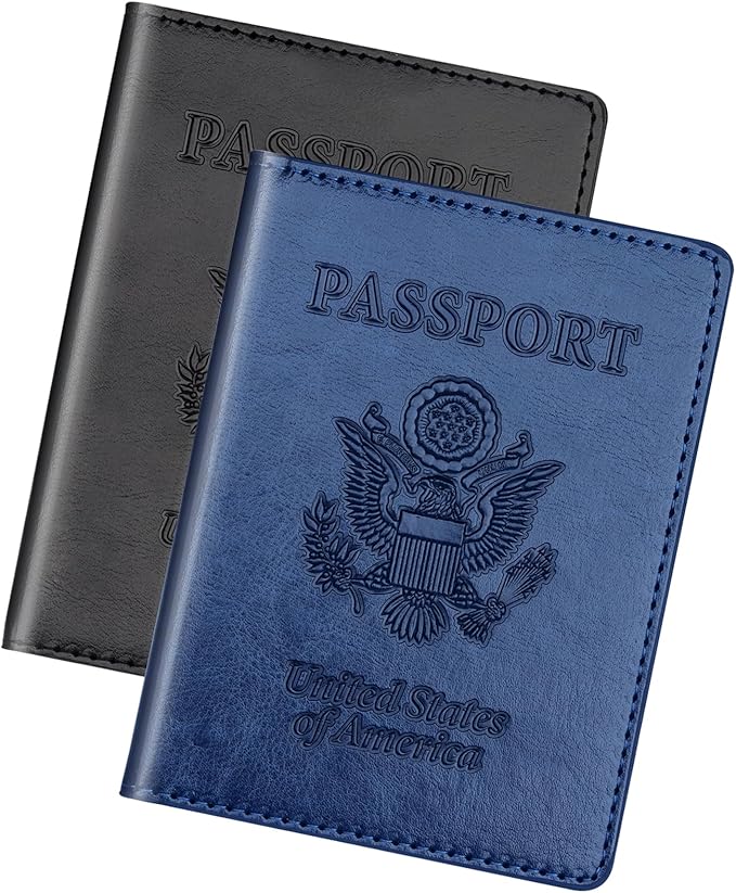 Herain Black & Dark Blue Passport Holder