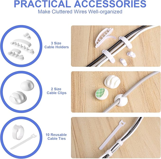 Chouky Cable Organizer Box Set of Three, Power Cover Cord Holder Surge Protector