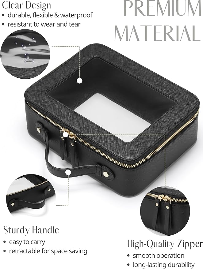 Popvibe Clear Makeup Bag Travel Cosmetic Case Transparent Toiletry Bag